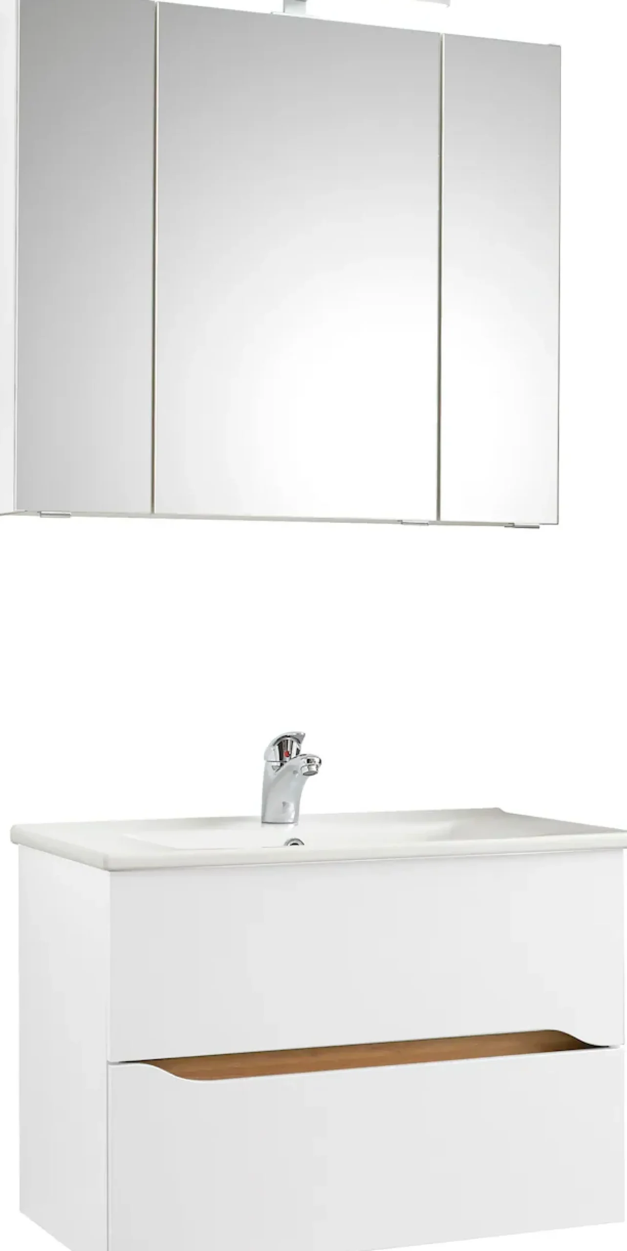 Saphir Badmöbel-Set »Quickset 2-teilig, Keramikwaschtisch mit LED-Spiegelschrank« 3 Stk. tlg.