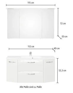 Saphir Badmöbel-Set »Quickset 326, 3-teilig, mit Keramikwaschtisch« 3 Stk. tlg.