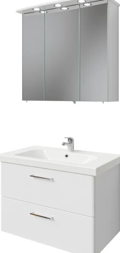 Saphir Badmöbel-Set »Quickset 316 2-teilig, Keramikwaschtisch mit LED-Spiegelschrank« 2 Stk. tlg.