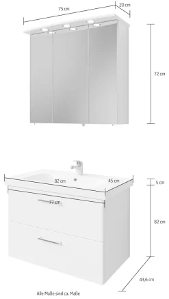 Saphir Badmöbel-Set »Quickset 316 2-teilig, Keramikwaschtisch mit LED-Spiegelschrank« 2 Stk. tlg.