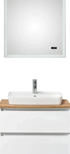 Saphir Badmöbel-Set »Quickset 360 2-teilig, Keramik-Aufsatzbecken mit LED-Spiegel« 4 Stk. tlg.