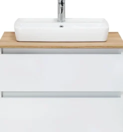 Saphir Badmöbel-Set »Quickset 360 2-teilig, Keramik-Aufsatzbecken mit LED-Spiegel« 4 Stk. tlg.