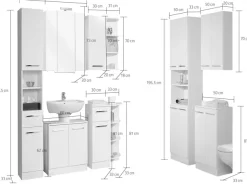 Saphir Badmöbel-Set »Quickset 335 8-teilig, Waschbeckenunterschrank mit LED-Spiegelschrank« 10 Stk. tlg.