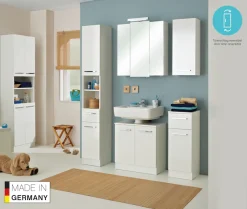 Saphir Badmöbel-Set »Quickset 335 8-teilig, Waschbeckenunterschrank mit LED-Spiegelschrank« 10 Stk. tlg.
