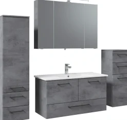 Saphir Badmöbel-Set »Quickset 945 4-teilig, Keramik-Waschtisch mit LED-Spiegelschrank« 5 Stk. tlg.