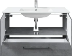 Saphir Badmöbel-Set »Quickset 945 4-teilig, Keramik-Waschtisch mit LED-Spiegelschrank« 5 Stk. tlg.