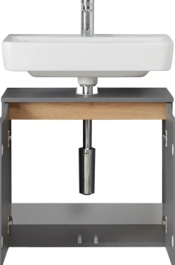 Saphir Badmöbel-Set »Quickset 5-teilig, Waschbeckenunterschrank mit LED-Spiegelschrank« 6 Stk. tlg.