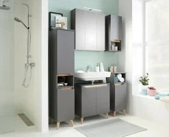 Saphir Badmöbel-Set »Quickset 5-teilig, Waschbeckenunterschrank mit LED-Spiegelschrank« 6 Stk. tlg.