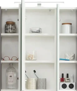 Saphir Badmöbel-Set »Quickset 5-teilig, Waschbeckenunterschrank mit LED-Spiegelschrank« 6 Stk. tlg.