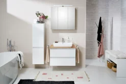 Saphir Badmöbel-Set »Quickset 360 3-teilig, Keramik-Aufsatzbecken mit LED-Spiegelschrank« 5 Stk. tlg.