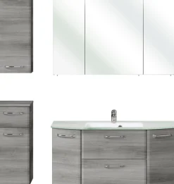 Saphir Badmöbel-Set »Quickset 4-teilig, Glaswaschtisch und LED-Spiegelschrank« 5 Stk. tlg.