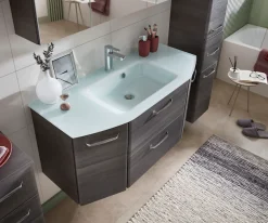 Saphir Badmöbel-Set »Quickset 4-teilig, Glaswaschtisch und LED-Spiegelschrank« 5 Stk. tlg.