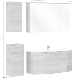 Saphir Badmöbel-Set »Quickset 4-teilig, Glaswaschtisch und LED-Spiegelschrank« 5 Stk. tlg.