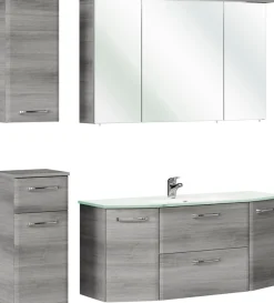 Saphir Badmöbel-Set »Quickset 4-teilig, Glaswaschtisch und LED-Spiegelschrank« 5 Stk. tlg.