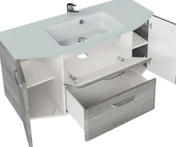 Saphir Badmöbel-Set »Quickset 4-teilig, Glaswaschtisch und LED-Spiegelschrank« 5 Stk. tlg.