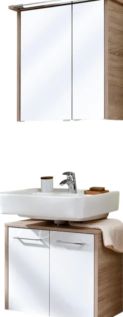 Saphir Badmöbel-Set »Quickset 382 2-teilig, Waschbeckenunterschrank mit LED-Spiegelschrank« 2 Stk. tlg.