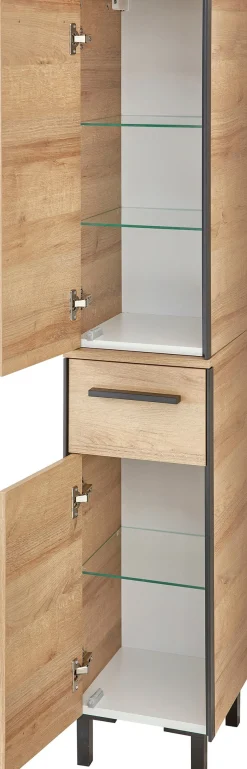 Saphir Badmöbel-Set »Quickset 395 4-teilig, Waschbeckenunterschrank mit LED-Spiegelschrank« 5 Stk. tlg.
