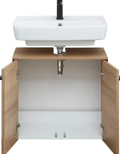 Saphir Badmöbel-Set »Quickset 395 4-teilig, Waschbeckenunterschrank mit LED-Spiegelschrank« 5 Stk. tlg.