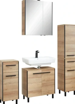 Saphir Badmöbel-Set »Quickset 395 4-teilig, Waschbeckenunterschrank mit LED-Spiegelschrank« 5 Stk. tlg.