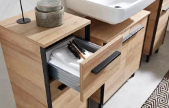 Saphir Badmöbel-Set »Quickset 395 4-teilig, Waschbeckenunterschrank mit LED-Spiegelschrank« 5 Stk. tlg.