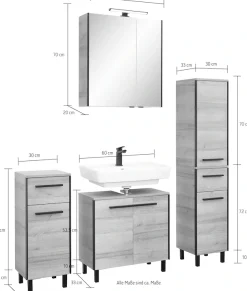 Saphir Badmöbel-Set »Quickset 395 4-teilig, Waschbeckenunterschrank mit LED-Spiegelschrank« 5 Stk. tlg.