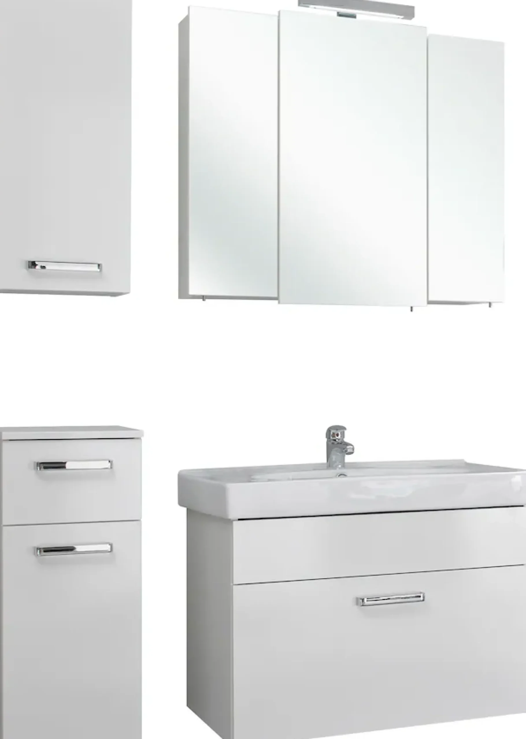 Saphir Badmöbel-Set »Quickset 4-teilig, Keramik-Waschtisch mit LED-Spiegelschrank« 5 Stk. tlg.