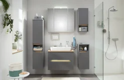 Saphir Badmöbel-Set »Quickset 5-teilig, Keramik-Aufsatzbecken und LED-Spiegelschrank« 8 Stk. tlg.