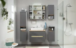 Saphir Badmöbel-Set »Quickset 5-teilig, Keramik-Aufsatzbecken und LED-Spiegelschrank« 8 Stk. tlg.
