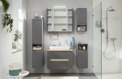 Saphir Badmöbel-Set »Quickset 5-teilig, Keramik-Aufsatzbecken und LED-Spiegelschrank« 8 Stk. tlg.