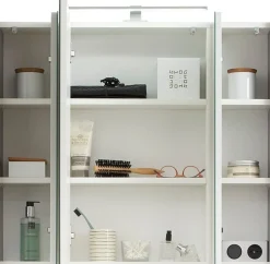 Saphir Badmöbel-Set »Quickset 5-teilig, Keramik-Aufsatzbecken und LED-Spiegelschrank« 8 Stk. tlg.