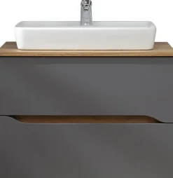Saphir Badmöbel-Set »Quickset 5-teilig, Keramik-Aufsatzbecken und LED-Spiegelschrank« 8 Stk. tlg.