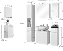Saphir Badmöbel-Set »Quickset 335 7-teilig, Waschbeckenunterschrank mit LED-Spiegelschrank« 7 Stk. tlg.