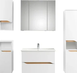 Saphir Badmöbel-Set »Quickset 5-teilig, Keramik-Waschtisch und LED-Spiegelschrank« 6 Stk. tlg.