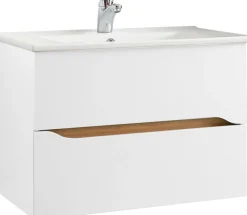Saphir Badmöbel-Set »Quickset 5-teilig, Keramik-Waschtisch und LED-Spiegelschrank« 6 Stk. tlg.