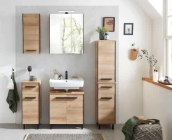 Saphir Badmöbel-Set »Quickset 395 5-teilig, Waschbeckenunterschrank mit LED-Spiegelschrank« 5 Stk. tlg.
