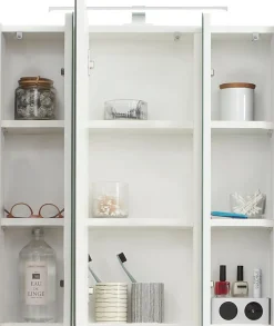 Saphir Badmöbel-Set »Quickset 3-teilig, Waschbeckenunterschrank mit LED-Spiegelschrank« 7 Stk. tlg.