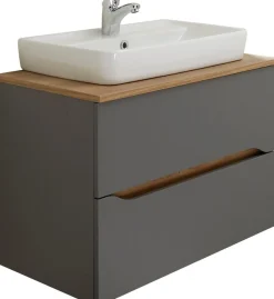 Saphir Badmöbel-Set »Quickset 2-teilig, Keramik-Aufsatzbecken mit LED-Spiegel« 5 Stk. tlg.
