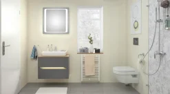 Saphir Badmöbel-Set »Quickset 2-teilig, Keramik-Aufsatzbecken mit LED-Spiegel« 5 Stk. tlg.