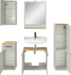 Saphir Badmöbel-Set »Quickset 500, Waschbeckenunterschrank mit Spiegel« 6 Stk. tlg.