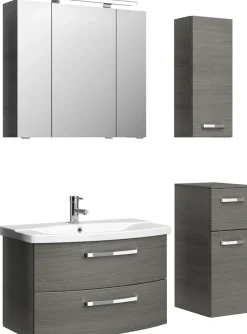 Saphir Badmöbel-Set »Serie 4010 4-teilig Keramik-Waschtisch mit LED-Spiegelschrank« Set,