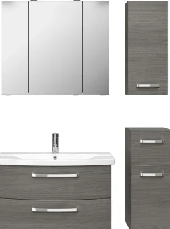 Saphir Badmöbel-Set »Serie 4010 4-teilig Keramik-Waschtisch mit LED-Spiegelschrank« Set,