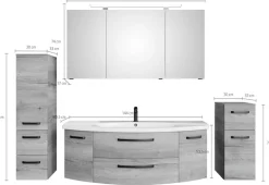 Saphir Badmöbel-Set »Serie 4010 4-teilig Keramik-Waschtisch mit LED-Spiegelschrank« Set,