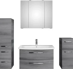Saphir Badmöbel-Set »Serie 4010 4-teilig Keramik-Waschtisch mit LED-Spiegelschrank« Set,