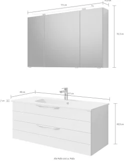 Saphir Badmöbel-Set »Serie 6025 2-teilig Mineralmarmor-Waschtisch mit LED-Spiegelschrank« 2 Stk. tlg.