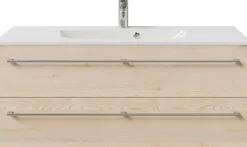 Saphir Badmöbel-Set »Serie 6025 2-teilig Mineralmarmor-Waschtisch mit LED-Spiegelschrank« 2 Stk. tlg.