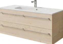Saphir Badmöbel-Set »Serie 6025 2-teilig Mineralmarmor-Waschtisch mit LED-Spiegelschrank« 2 Stk. tlg.