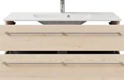 Saphir Badmöbel-Set »Serie 6025 2-teilig Mineralmarmor-Waschtisch mit LED-Spiegelschrank« 2 Stk. tlg.