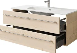 Saphir Badmöbel-Set »Serie 6025 2-teilig Mineralmarmor-Waschtisch mit LED-Spiegelschrank« 2 Stk. tlg.