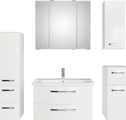 Saphir Badmöbel-Set »Serie 4010 5-teilig Keramik-Waschtisch mit LED-Spiegelschrank« Set,