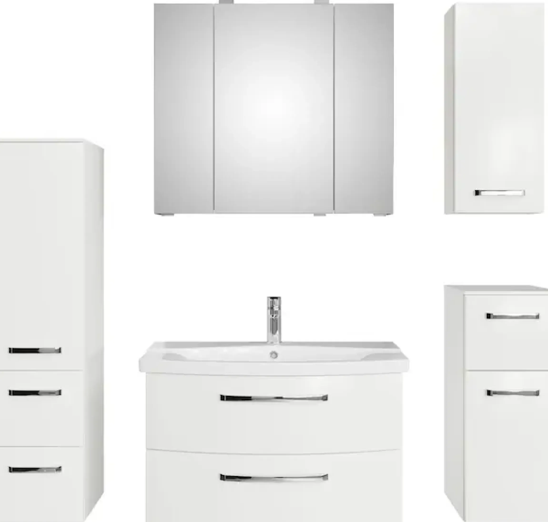 Saphir Badmöbel-Set »Serie 4010 5-teilig Keramik-Waschtisch mit LED-Spiegelschrank« Set,